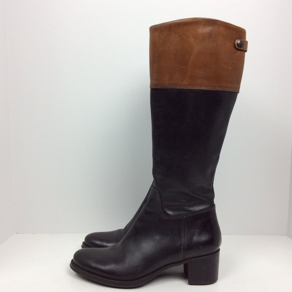 Vintage TREMP Italian Leather Riding Boots Two-Tone Black Brown Equestrian 6.5